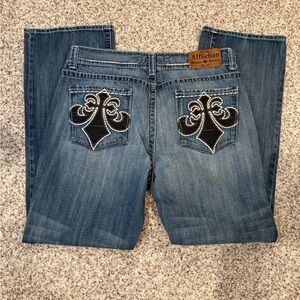 Affliction Men’s Blue Jeans with Embroidered Pockets